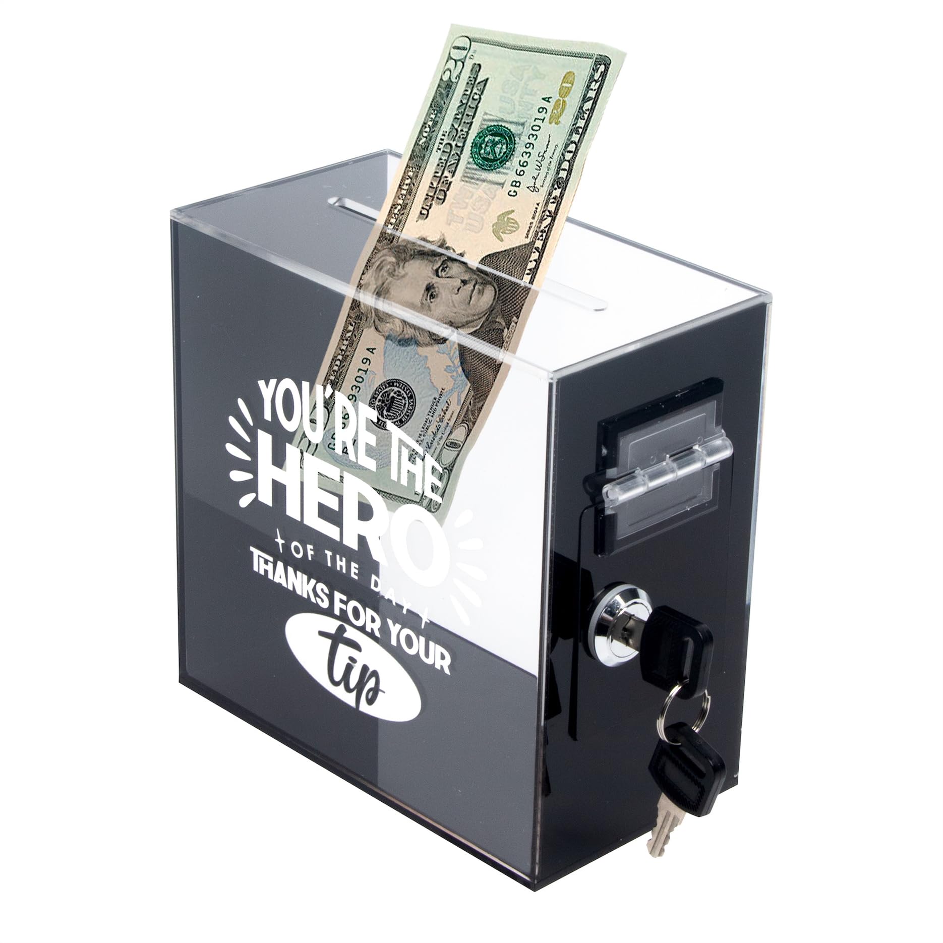 Tip Jar with Lock Acrylic Donation Box with Key Money Collection Container for Restaurants, Cafes, Events, Business Counters Tip Jar for Money Tips