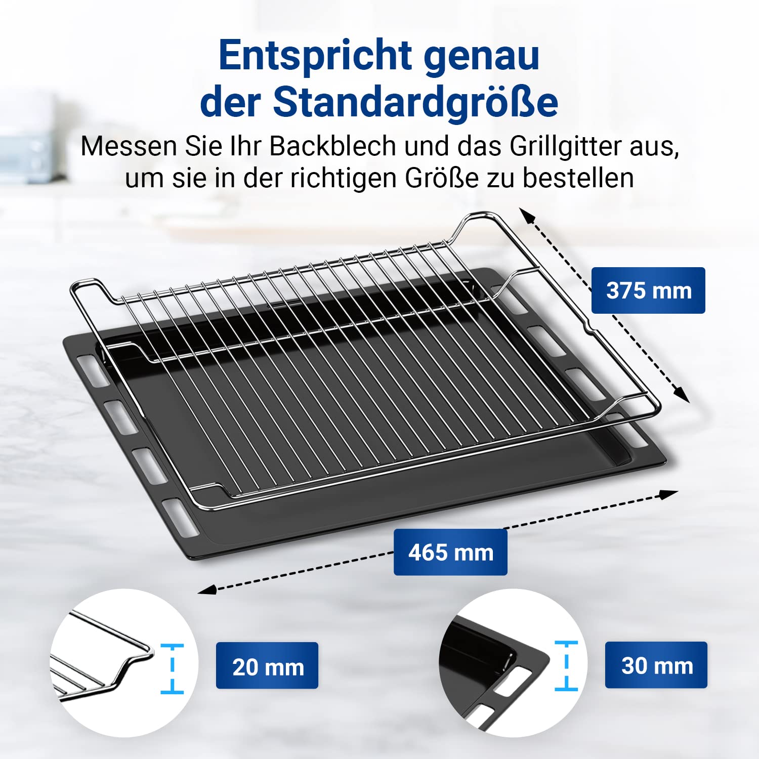 Teglia Da Forno Profonda VIOKS 46,5x37,5x3 Cm Con Griglia - Ricambio Per Bosch, Siemens, Constructa (00662999, 00574876)