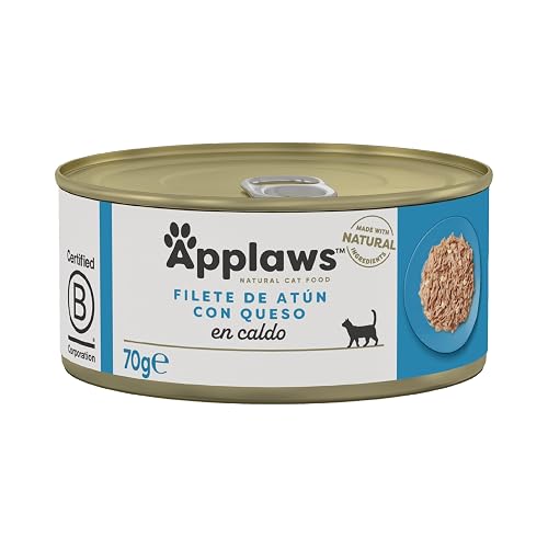 Applaws 100% Natural Filete de Atún con Queso Comida Húmeda para Gatos Adultos en Caldo
