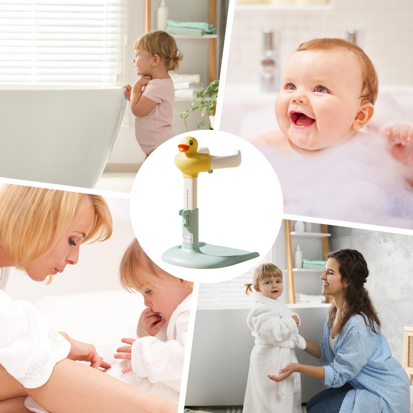 Soporte de Baño para Bebé, Soporte de Baño de Pie para Niños y | Niñas, Altura Ajustable con Base Antideslizante para Bebés de 6 a 24 Meses