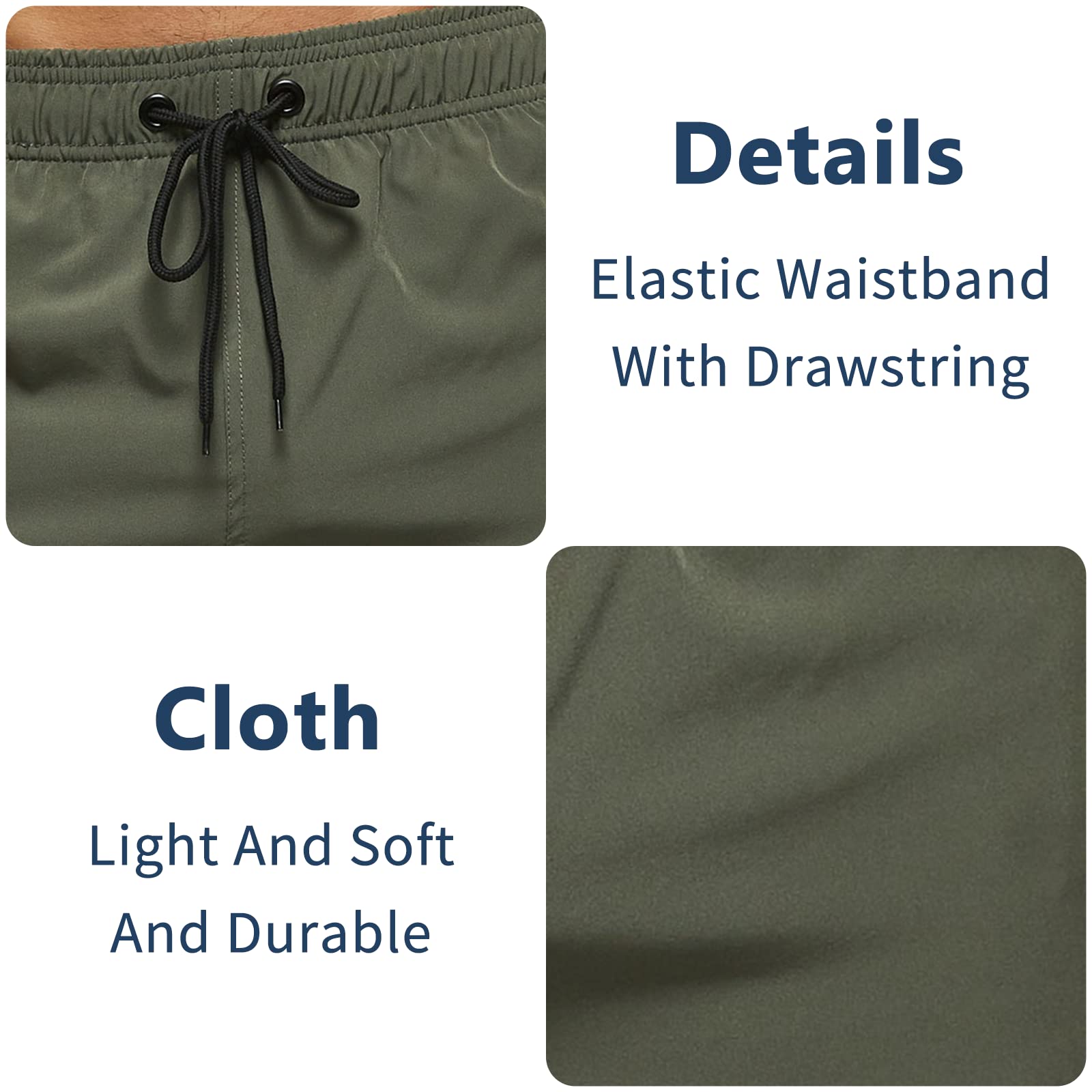 Bañador Hombre Bañador Natacion con Bolsillos con Cremallera Pantalones Cortos de Playa Elásticos de Secado Rápido para Hombre con Cordón y Calzoncillos de Malla Interior