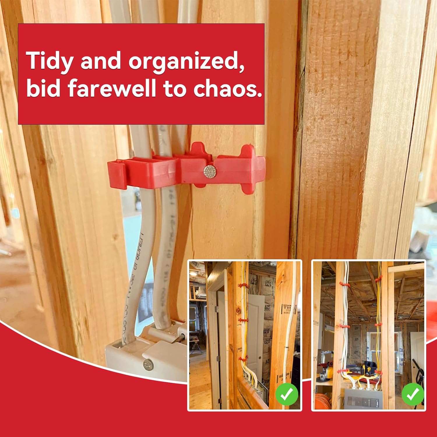 Multi Cable Staples for Romex Clips, Plastic Electrical Wire Stackers, Secures Romex, UF & (NM) Non-Metalic, Coaxial & Data/CAT 5 Cable, Fast and Easy to Install, 100Pcs