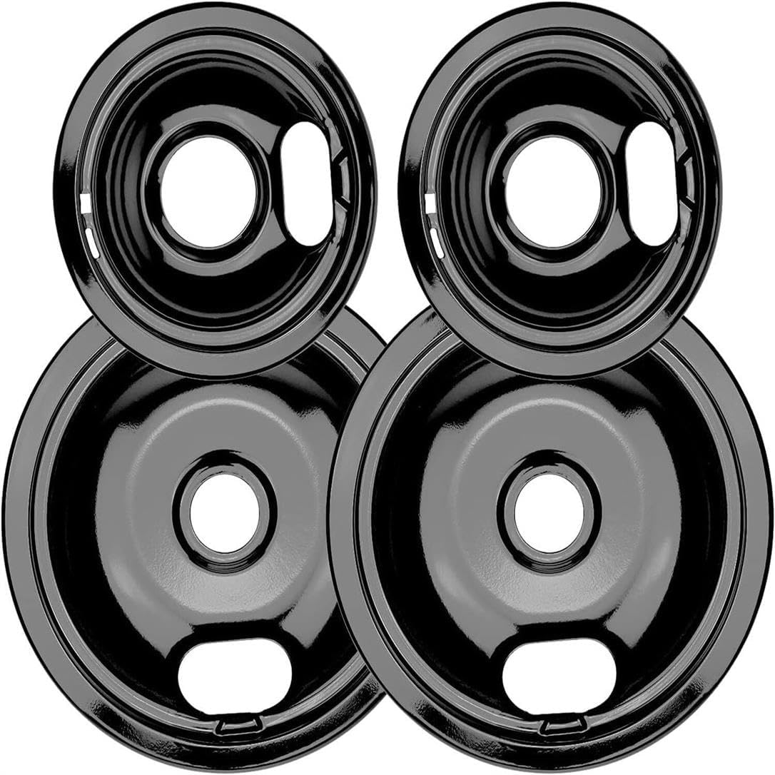 Replacement Parts for Magic-Chef 89L-4 Range Drip Pans (2) 6 Inch (2) 8 Inch (Black) (118814)