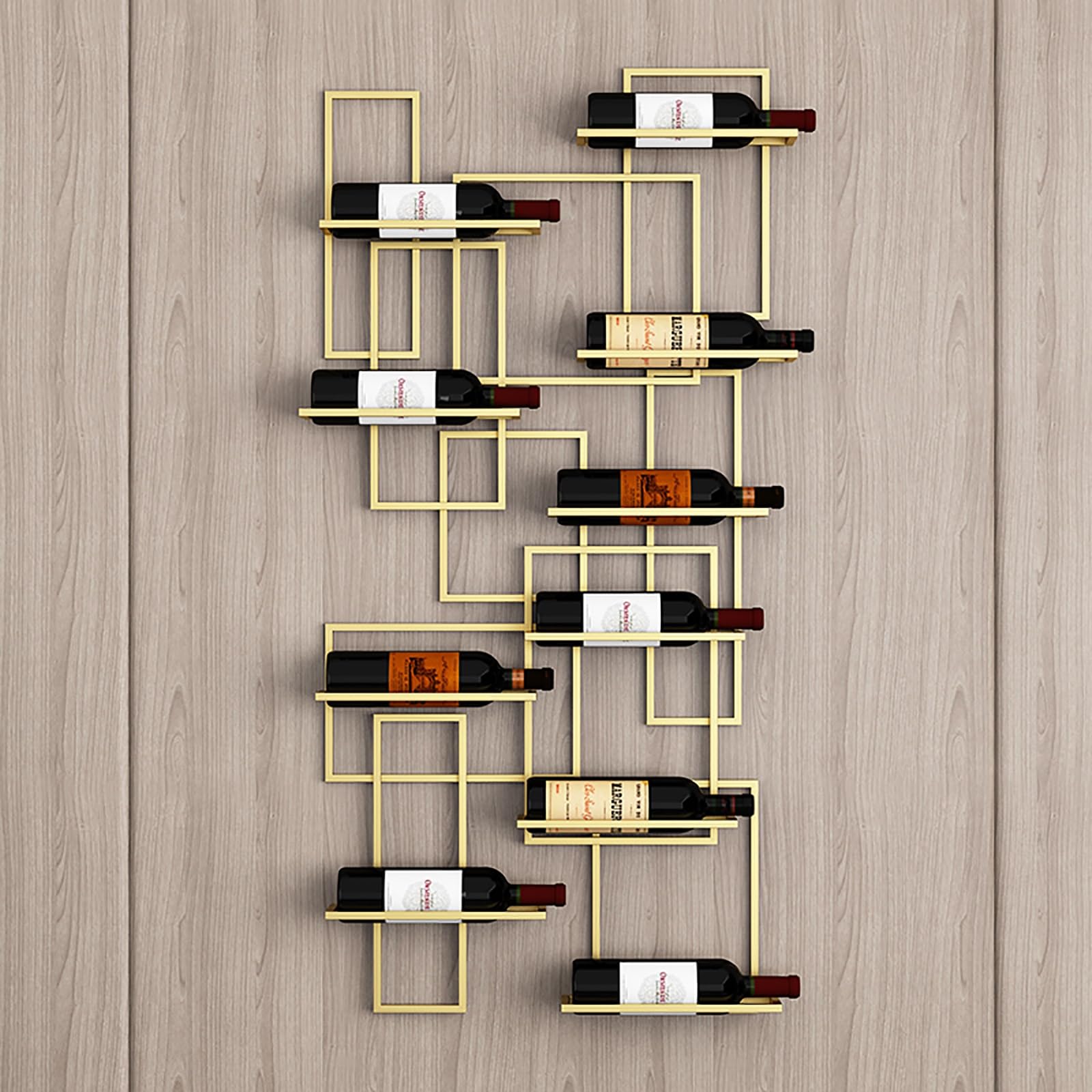 Wine Racks Free Standing,Wall Mounted Wine Rack,Metal Bottle Holder Multi Functional Wine Storage Display Rack for Home Bar Dining Room Kitchen (Color : Gold, Size : 60 * 10 * 110cm)