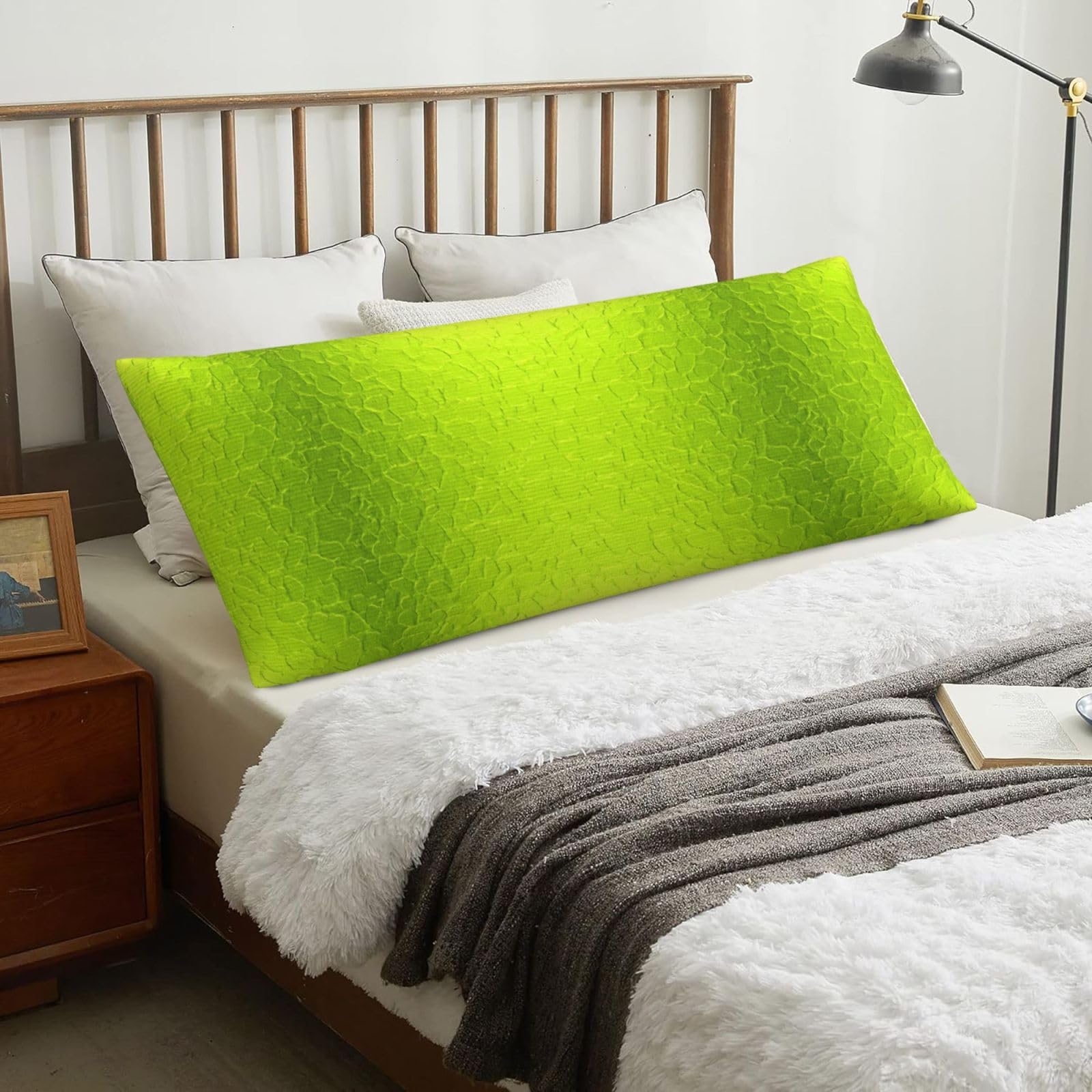 Lime Green Modern Abstract Background, Body Pillow Cover with Zipper,Long Body Pillowcase 20 x 60 in
