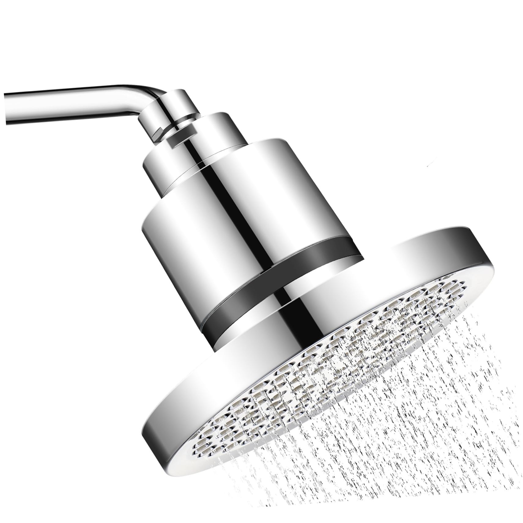 Wysokociśnieniowa głowica prysznicowa ze stopniowym filtrem wody – twardy zmiękczacz wody do czyszczenia obracany kąt okrągła konstrukcja srebrne wykończenie – idealna do łazienek