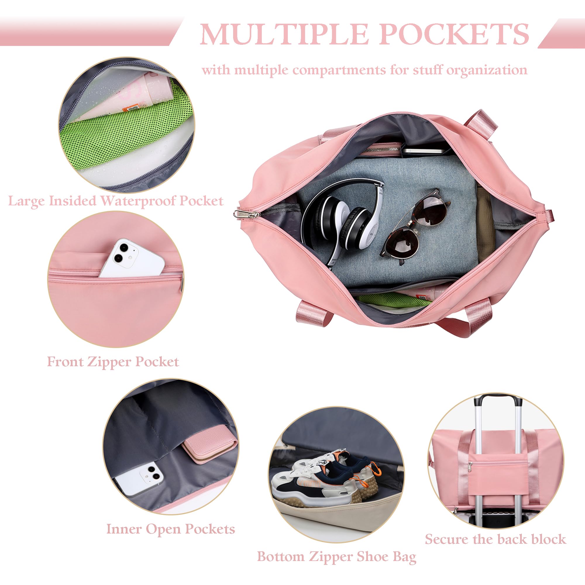 Personalized Large Duffle Bag with Increased Capacity, BUGMKCS Custom Embroidery Bag w/Name, Wet Dry Pockets & Shoe Compartment for Women/Men Sport Dance Gym Travel Weekender Overnight Bridesmaid Gift