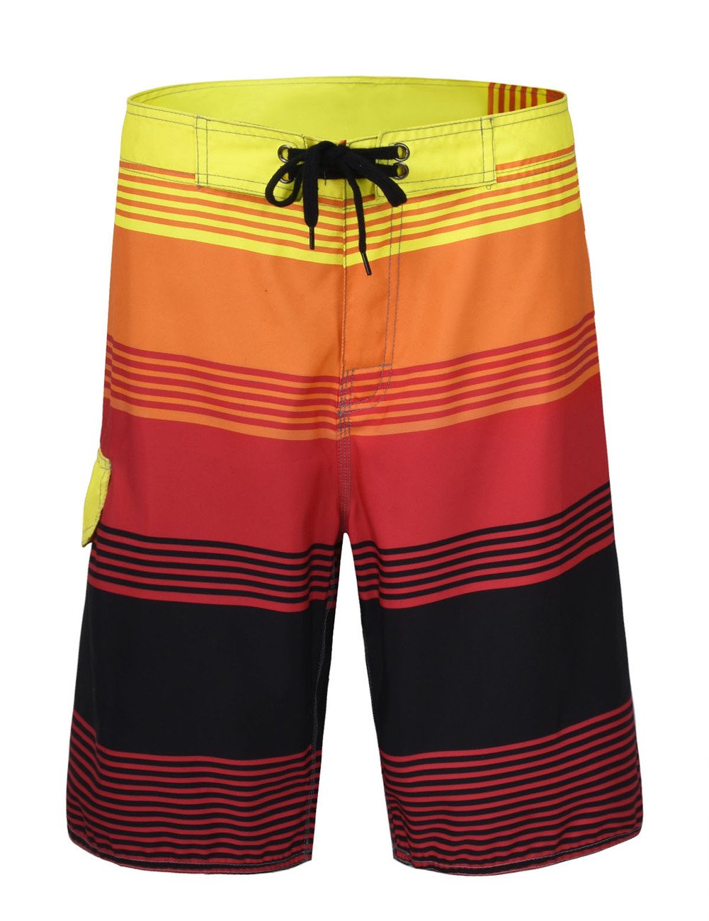 Men's Summer Holiday Stripped Quick Dry Board Shorts Red Striped 34-image-41