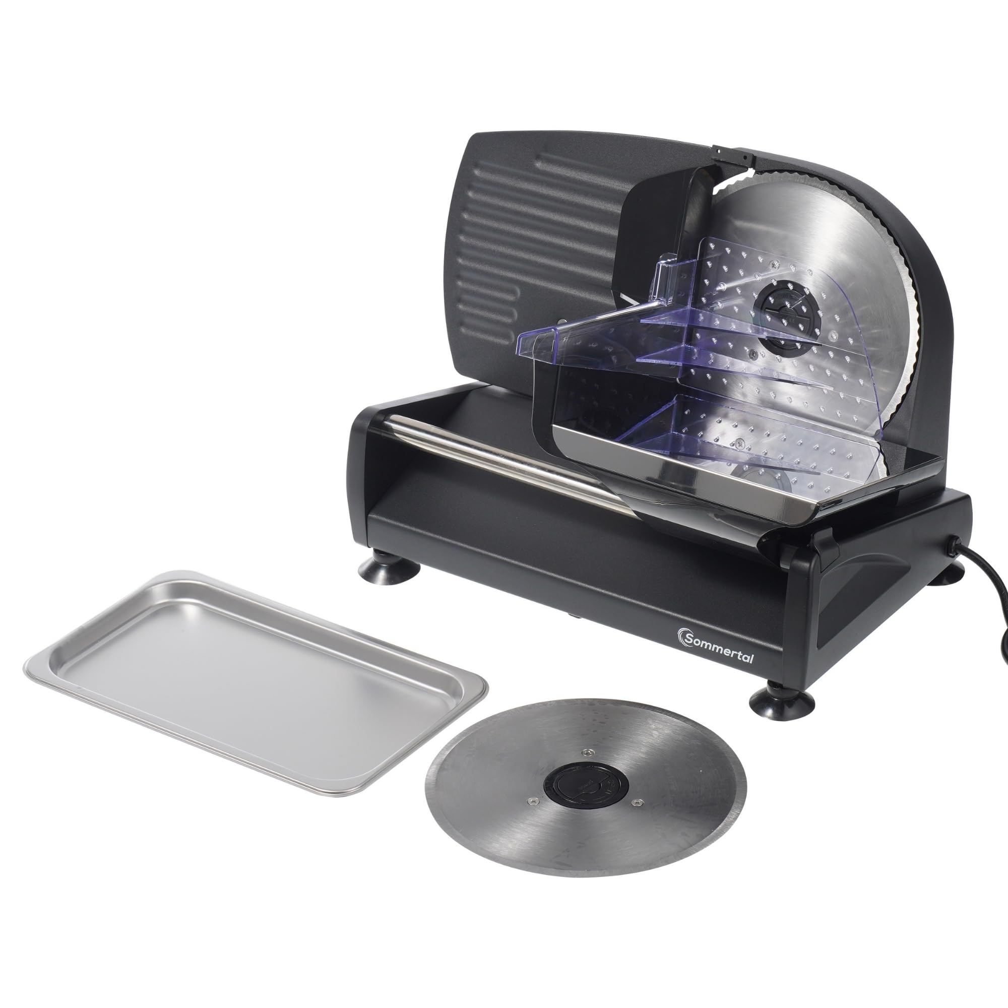 Sommertal AS190 DUAL Tranciatrice universale da 200 W in acciaio inossidabile con lama seghettata e affilatura liscia, compatta, elettrica, affettatrice per pane, affettatrice professionale, moderna