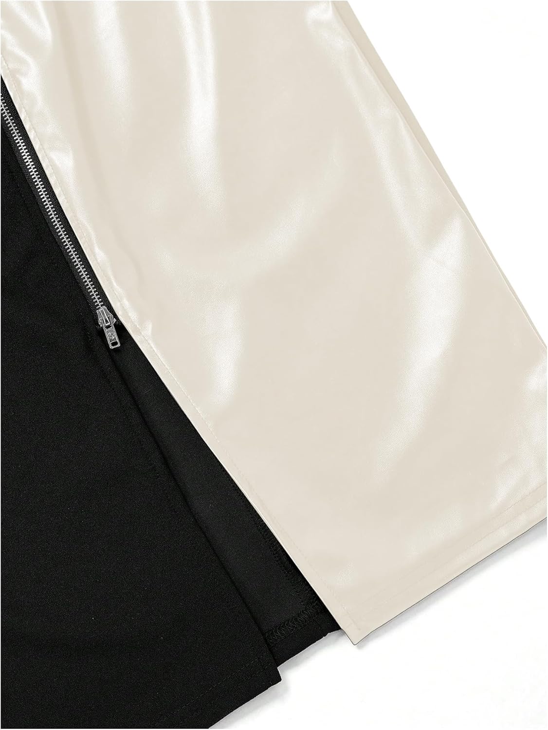 SOLY HUX Women's Summer Short Sleeve Midi Dress PU Leather Zipper Split Bodycon Dresses - Image 4