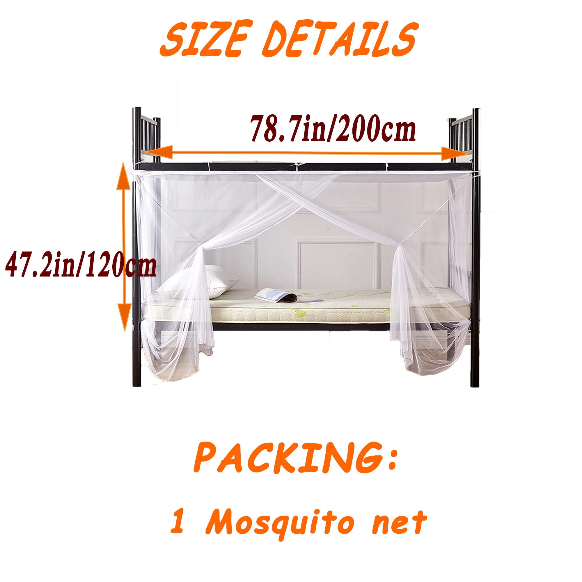Qubanda Summer Bottom Bunk Mesh Mosquito Net Underbed Canopy Bed Curtain for Student Bed Single