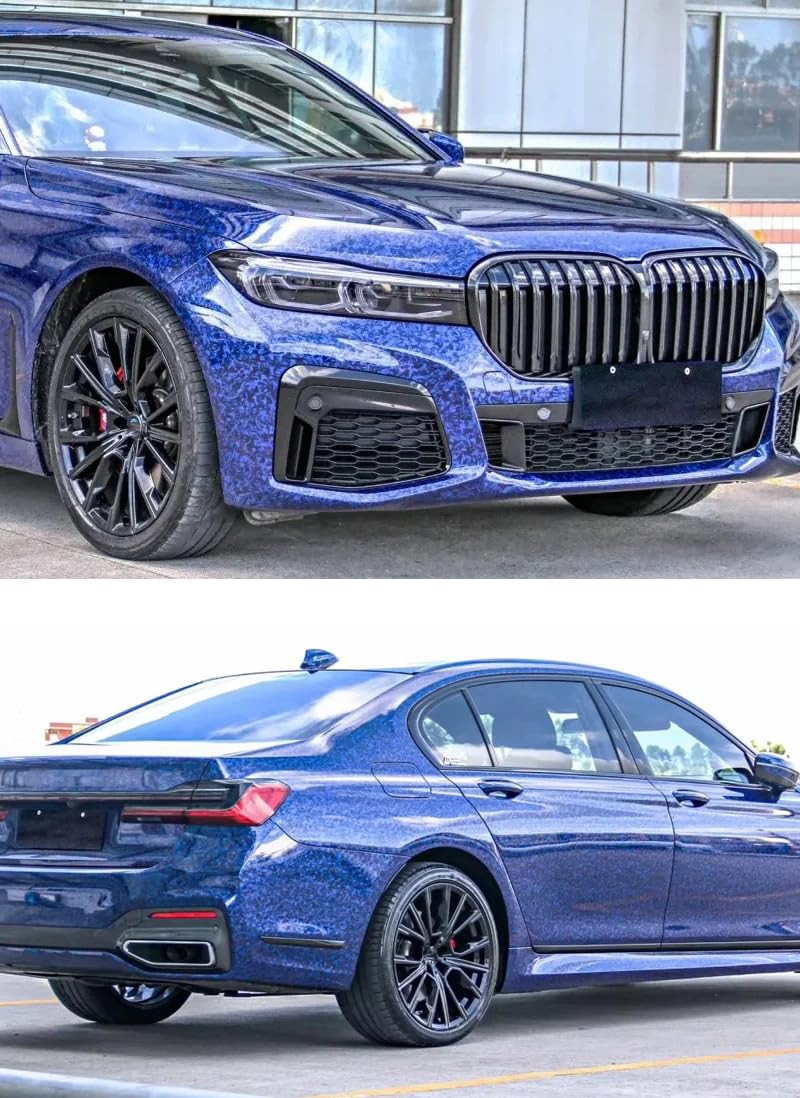 NewL - Adhesivo de Vinilo Azul Brillante de Fibra de Carbono Forjado, con liberación de Aire, sin Burbujas, calcomanía autoadhesiva para Coche, Moto u Otro vehículo (50 x 100 cm) — view 3