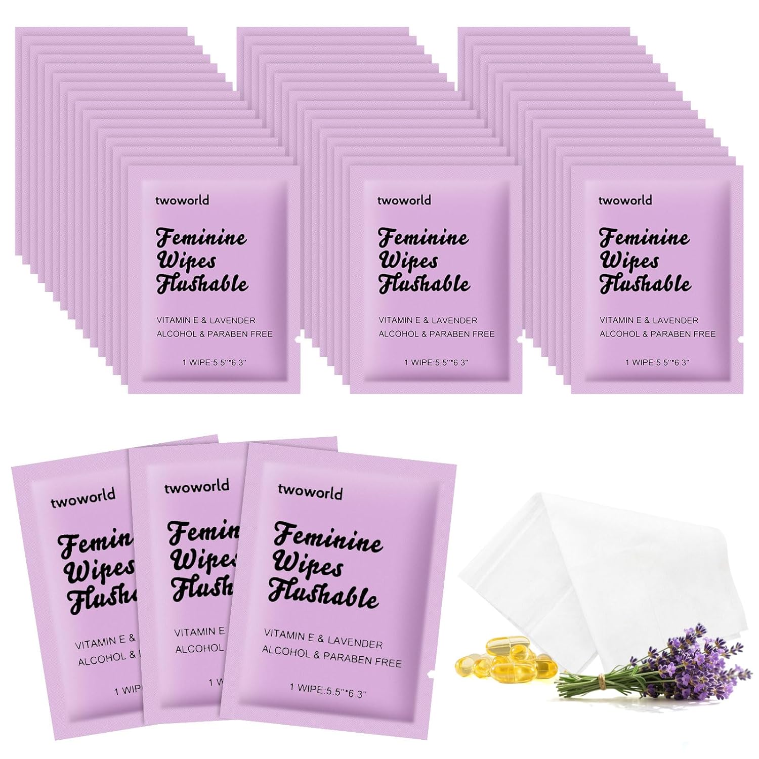 Feminine Wipes Individually Wrapped, Flushable Wipes Travel,Feminine Care Vaginal Wipes for Adult,Women, Girl and Homeless (Pack of 400,Lavender)