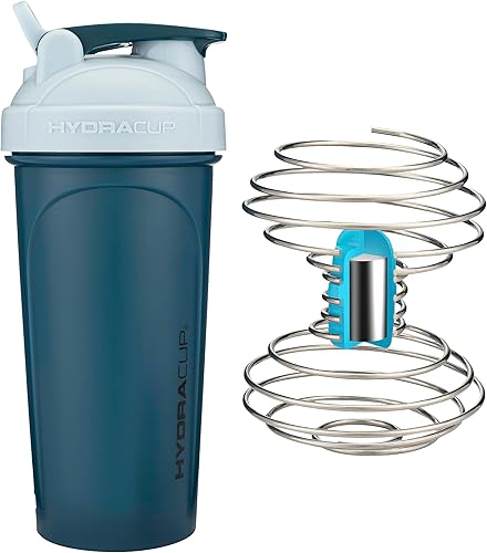 HydraCup Power Shaker con batidor pesado, 28 onzas, mezcla más rápida, requiere menos agitación, batidos de proteínas sin grumos, taza agitadora