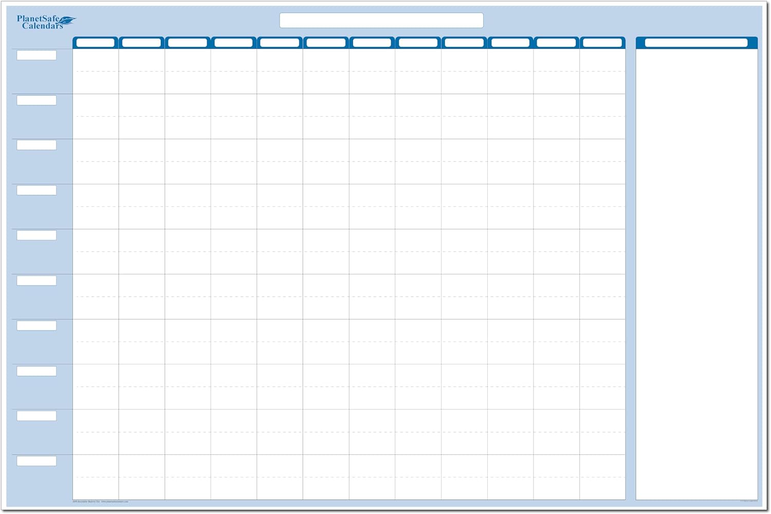 Sky Blue 32h x 48w 12-column / 10-hour slot Time Manager for business or personal use (32 x 48 Blue)