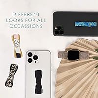 Vista 4 de LOVEHANDLE Agarre universal para la mayoría de teléfonos inteligentes, mini tabletas y fundas, correa elástica negra con base negra, paquete de 2