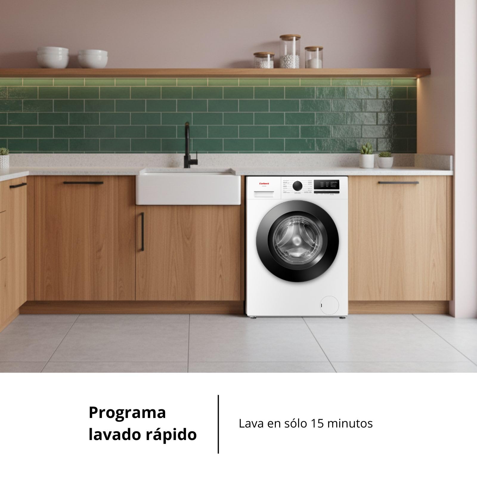 Corberó – Lavadora Carga Frontal Plus 6kg | CLH6105MN | 1000 RPM | Motor Inverter | 15 Programas | Lavado Rápido 15 Min | Inicio Diferido | Función Antialérgica | Color Blanco — view 8