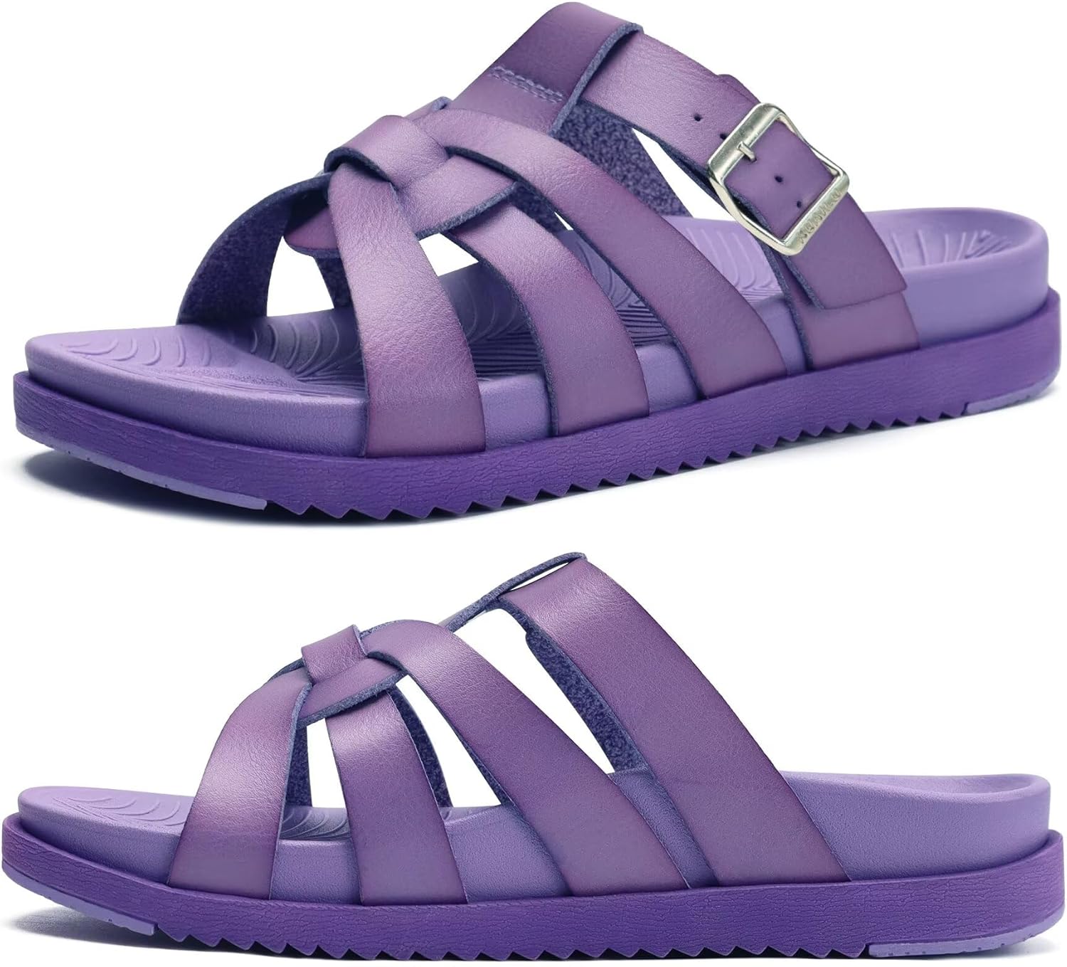 KuaiLu Gladiator Sandals for Women with Comfortable Arch Support Summer Beach Vacation Walking Travel Fisherman Slides Boho Outfits Flats Slip on Cushion Shoes Indoor Outdoor - Image 9