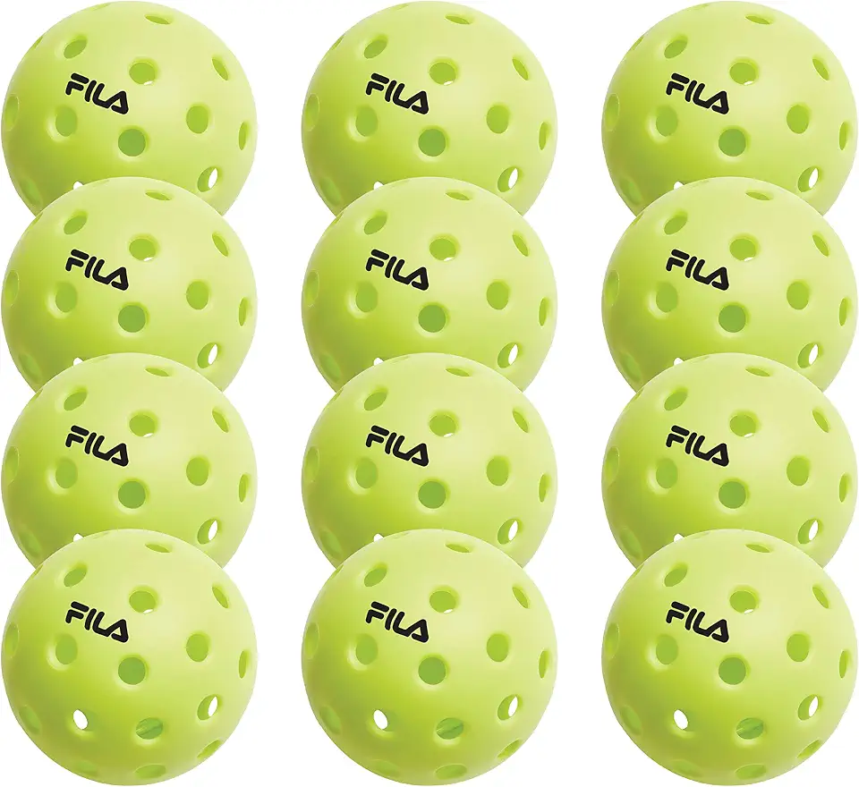 Fila Accessories Outdoor Pickleball Balls - Juego de Pelotas de Pickleball para Exteriores con 40 Agujeros (Verde Lima), Paquete de 12