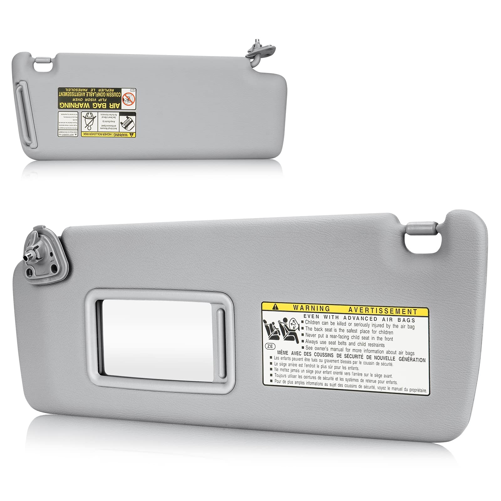 PetMigo Left Driver Side Sun Visor for Toyota Highlander 2004 2005 2006 2007, Replace 74310-48220-a0 Gray, Without Light