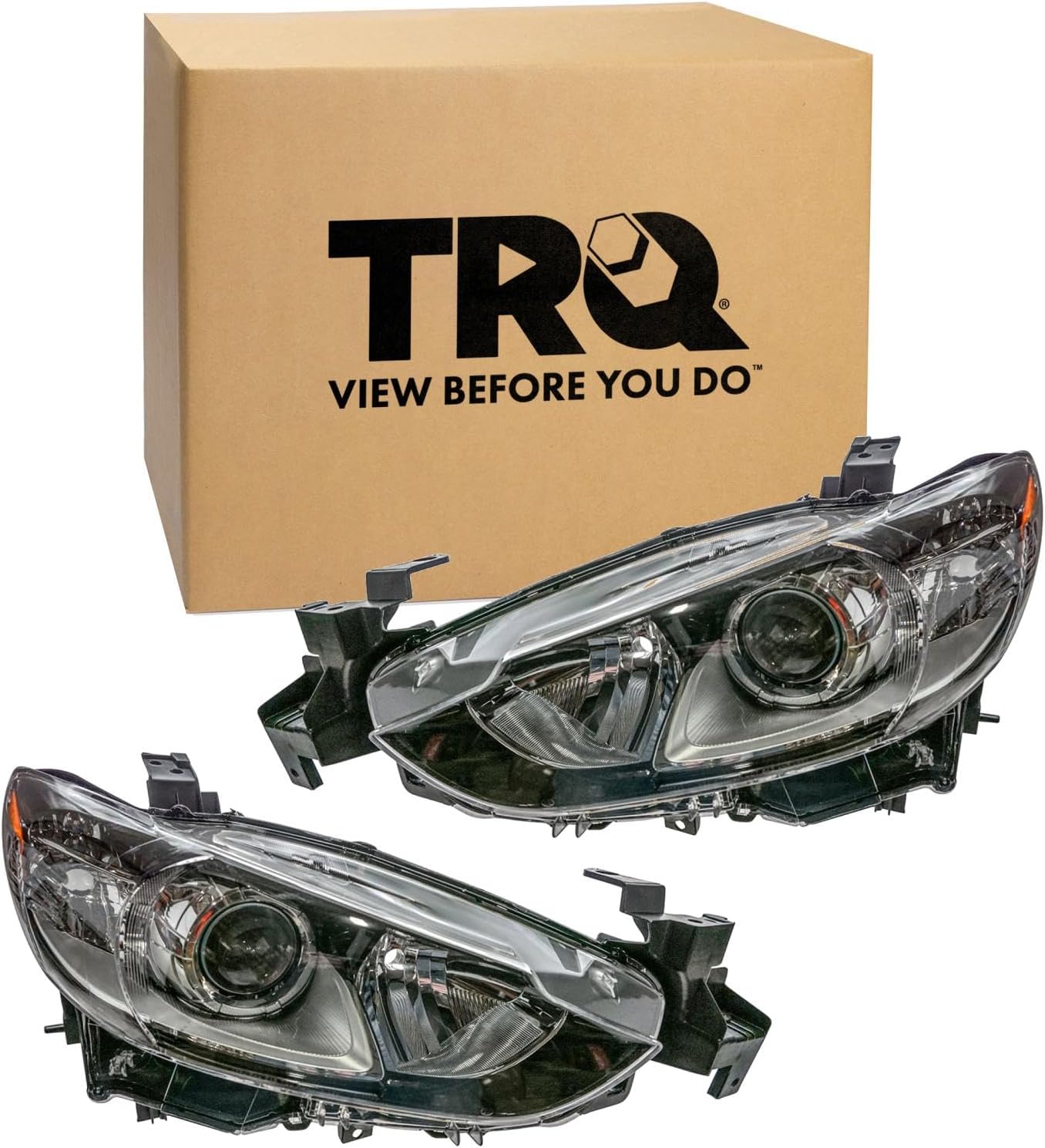 TRQ Driver & Passenger Headlight Assembly Set for Mazda 6 (Halogen)