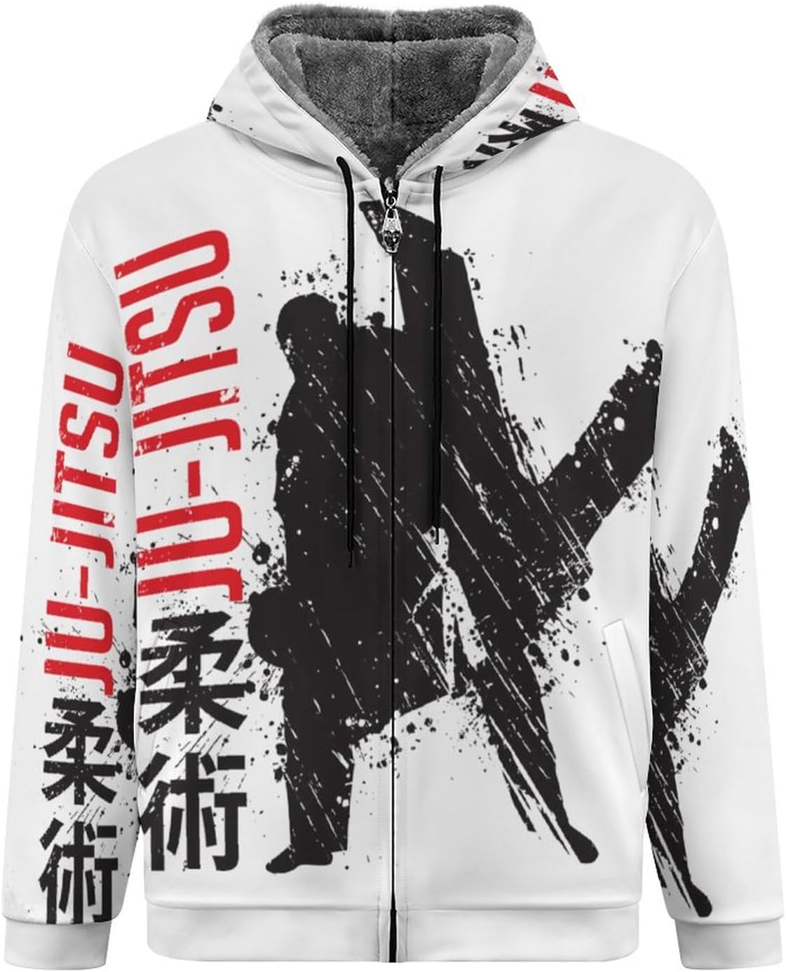 Jiu Jitsu Brazil Warm Zippered Men's Hoodie Sweater Sweatshirt Fashion Short Jacket Fleece Coat
