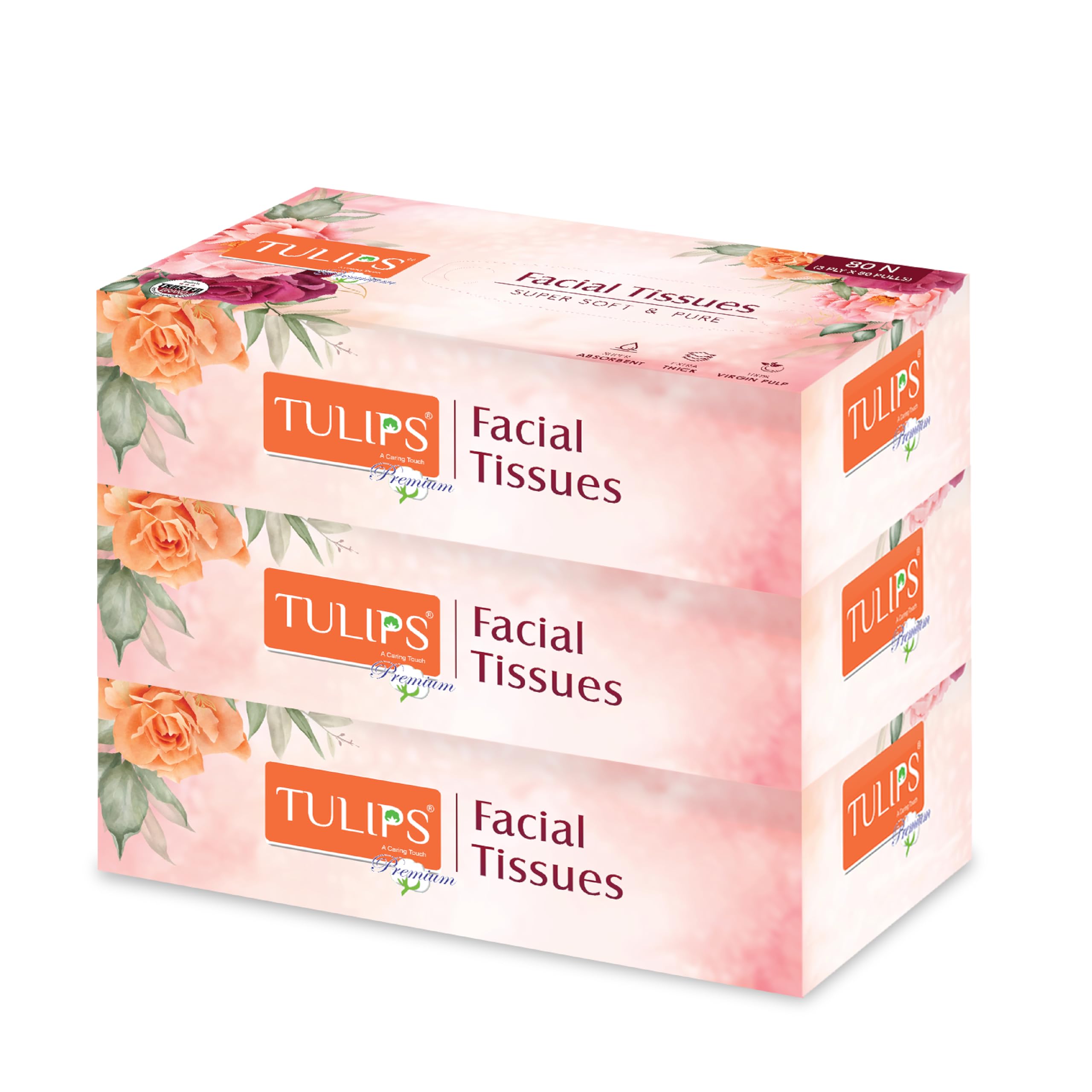 TULIPS Facial Tissue Paper 80 Pulls 3 Ply (Pack of 3) (Pack of 3) (B0D8JBDXD7) Amazon Price History, Amazon Price Tracker