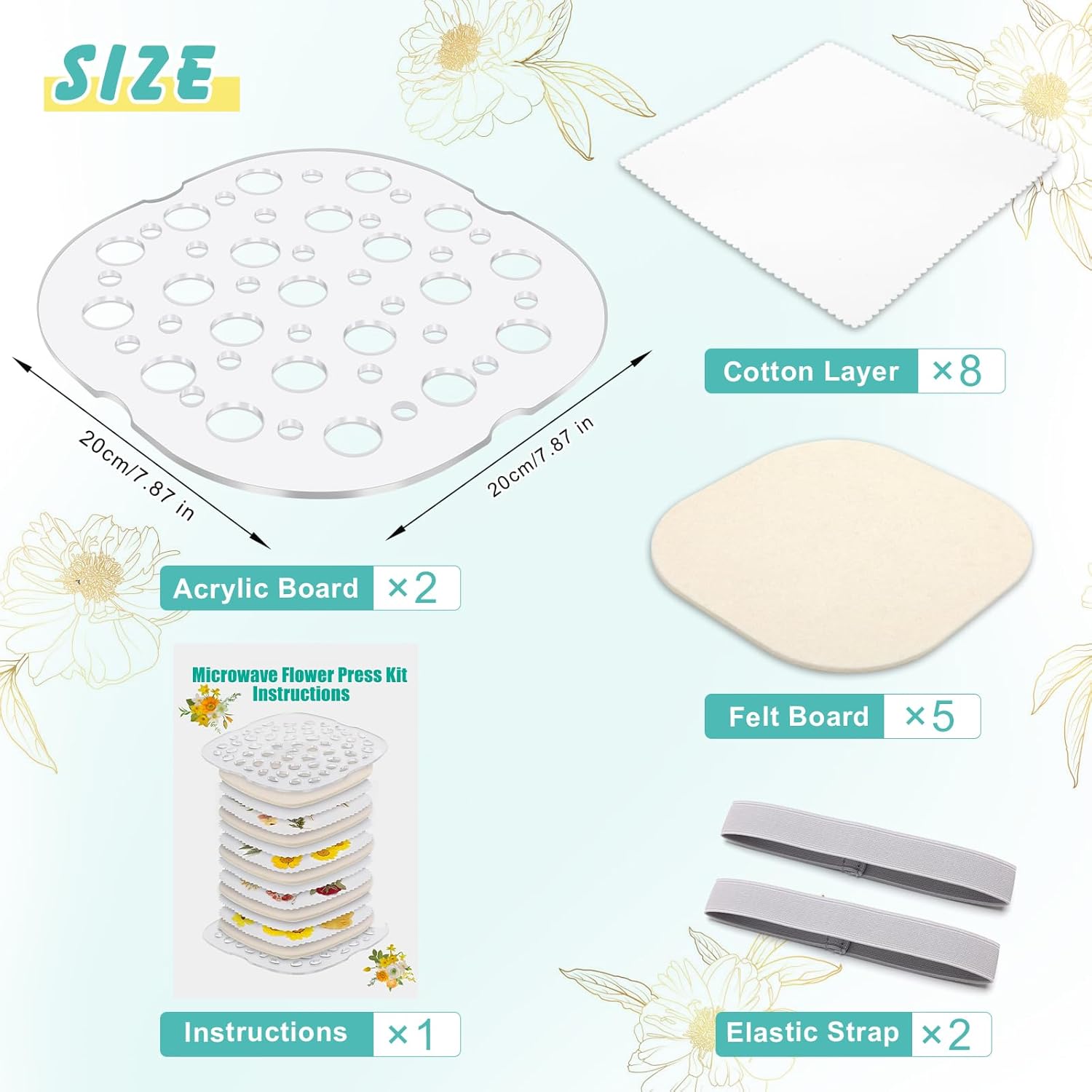 Coldairsoap Microwave Flower Press Kit & 5 PCS Dried Flower Storage Set