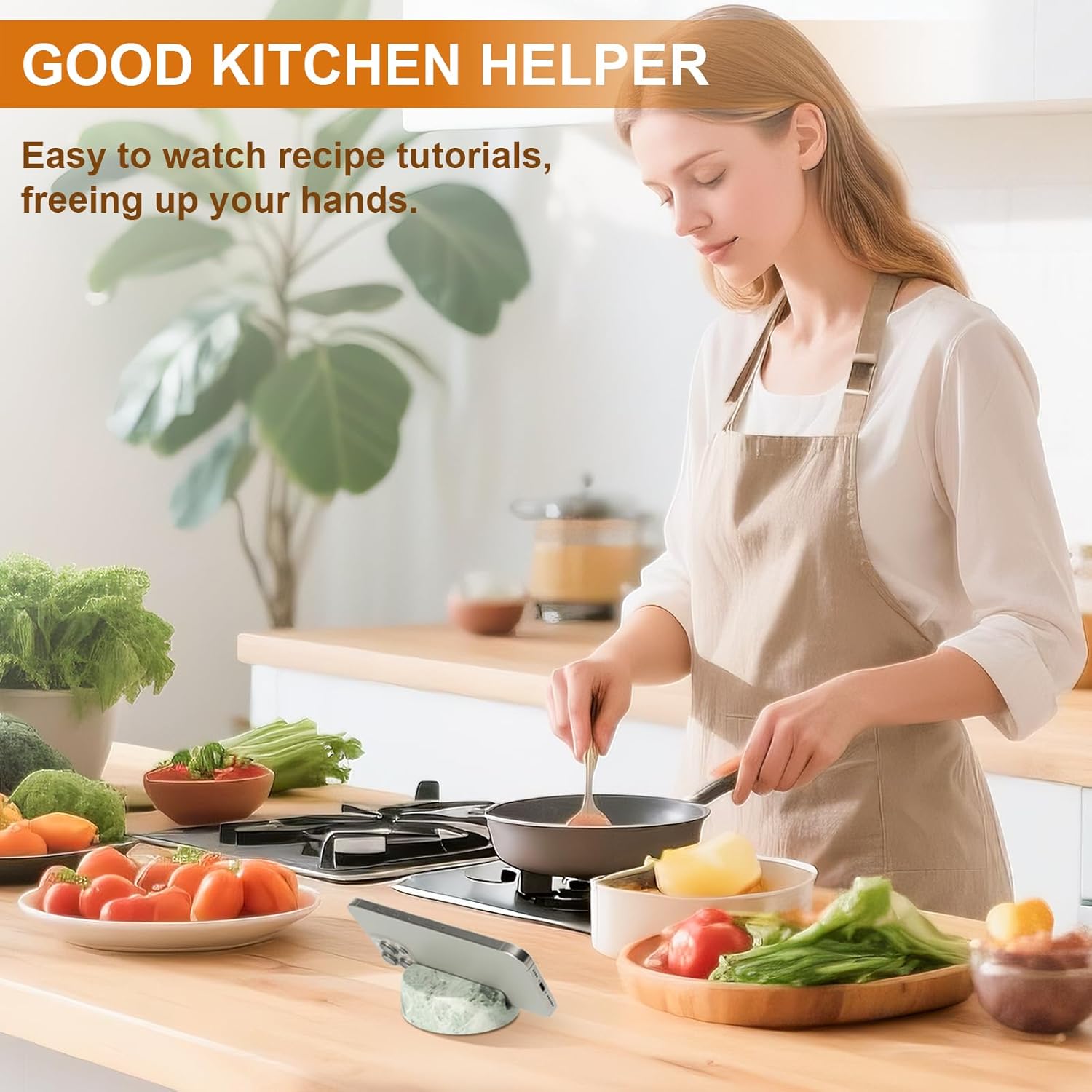 Elegant and Versatile Green Marble Phone Stand with Sound Amplified Output iPhone Phone Holder Function for Office Desk,Kitchen Counter,Bathroom,and Bedside - Image 4