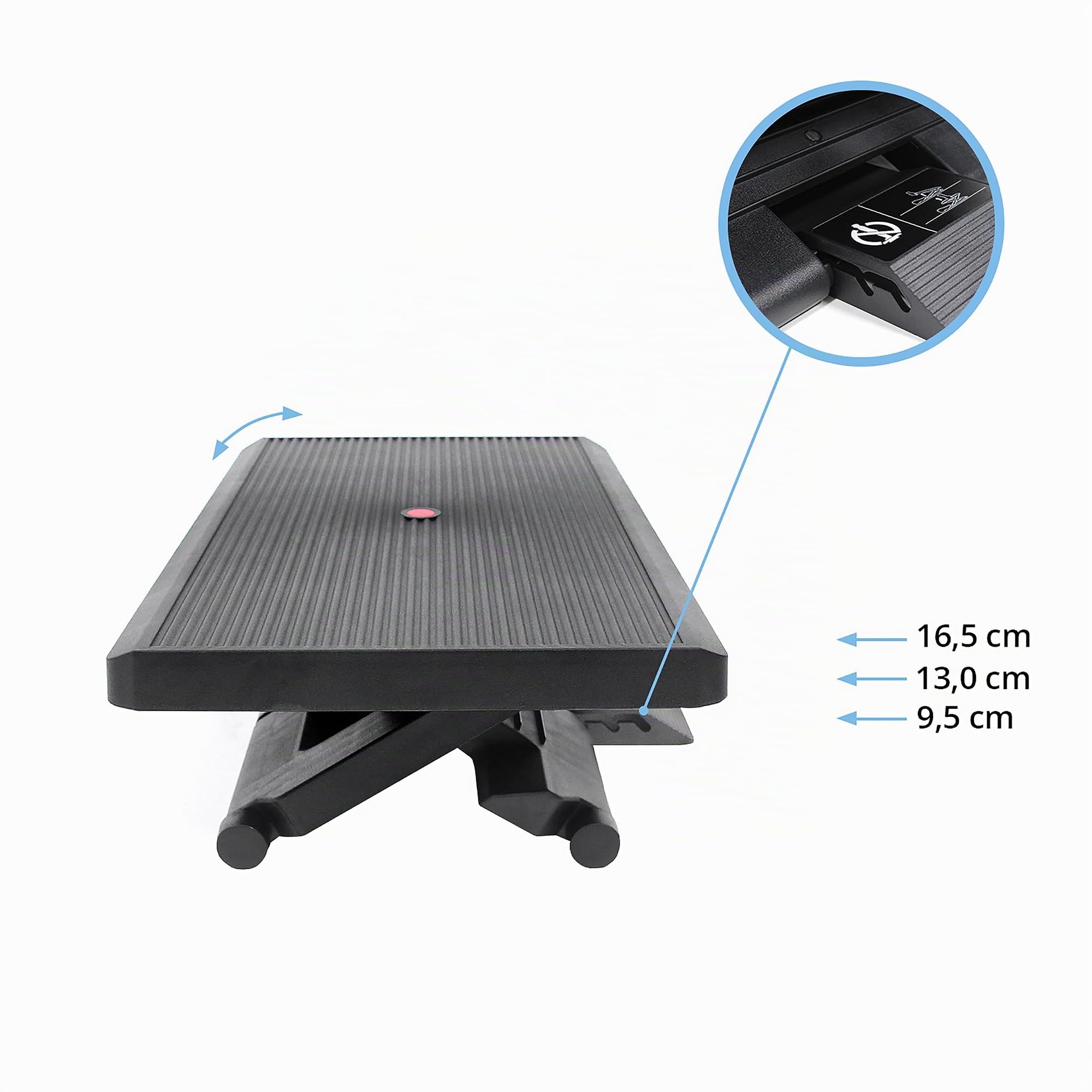 hjh OFFICE 721040 Fußstütze PIEDINO Stripe PRO, neigbar höhenverstellbar, schwarz