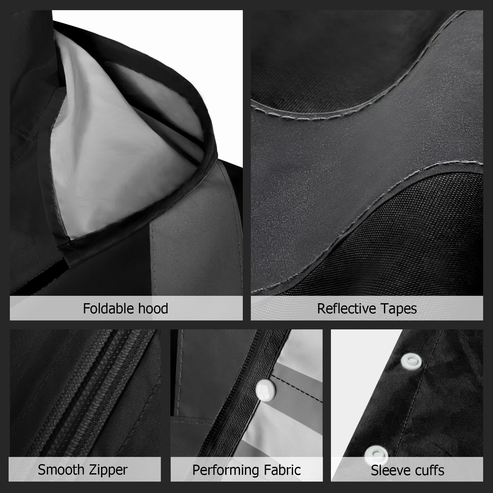 UNO - Chaqueta impermeable de alta visibilidad, impermeable con capucha, traje de lluvia ligero para actividades al aire libre