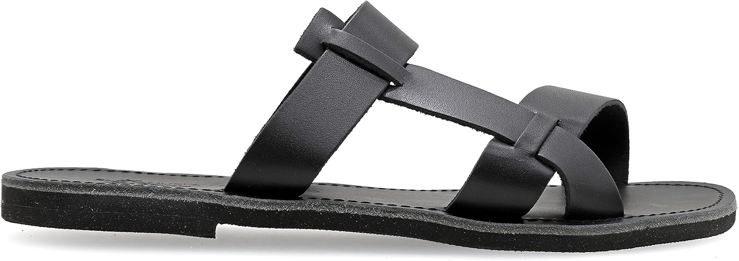 Emmanuela Ancient Greek Style Leather Sandals for Men, Quality Handmade Open Toe Men's Sandals, Slide on Summer Shoes, Slider Strappy Mules