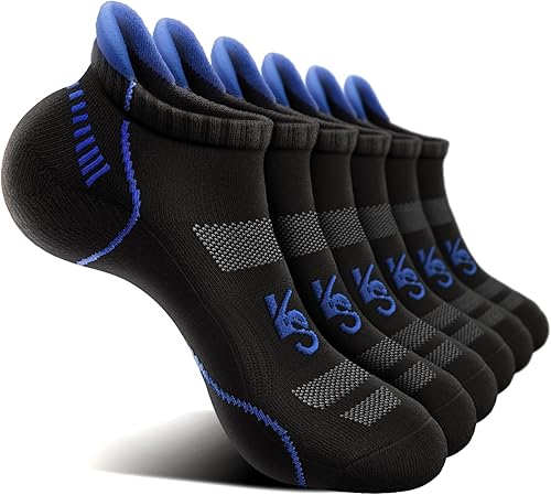 KEMISANT Calcetines de Correr para Hombre 6 Pares - Calcetines de Tobillo de Compresión Atlética Acolchados para Hombre para Caminar - Soporte de