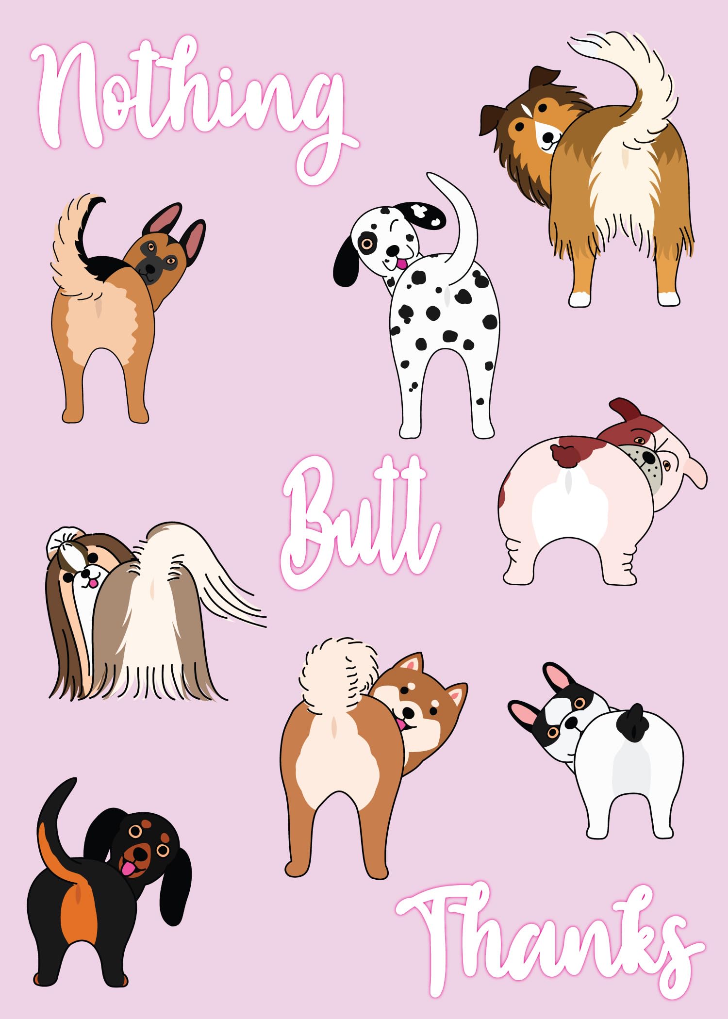 Glory To Dog Nothing Butt Thanks From All of Us Funny Thank You Card with 5x7 Inch Greeting Card Envelope