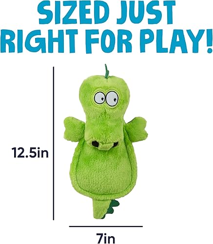 Vista 54 de goDog Flips Gator-Monkey Silent Squeak - Juguete de peluche para perro, tecnología Chew Guard, verde, grande Erizo marrón (pelos locos)