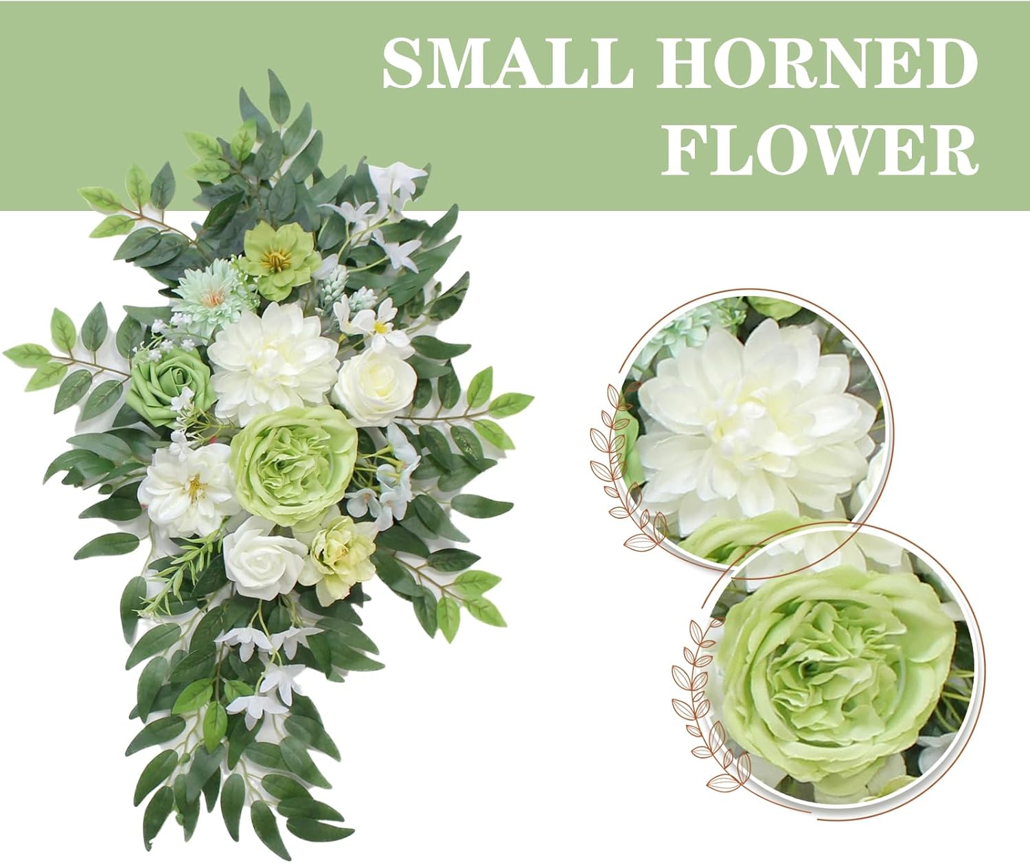 Wedding Arch Flowers with Drapes (Set of 3) Decor and Wedding Arch Draping Artificial Flower Arrangements Wedding Decorations for Reception Wedding (Green)