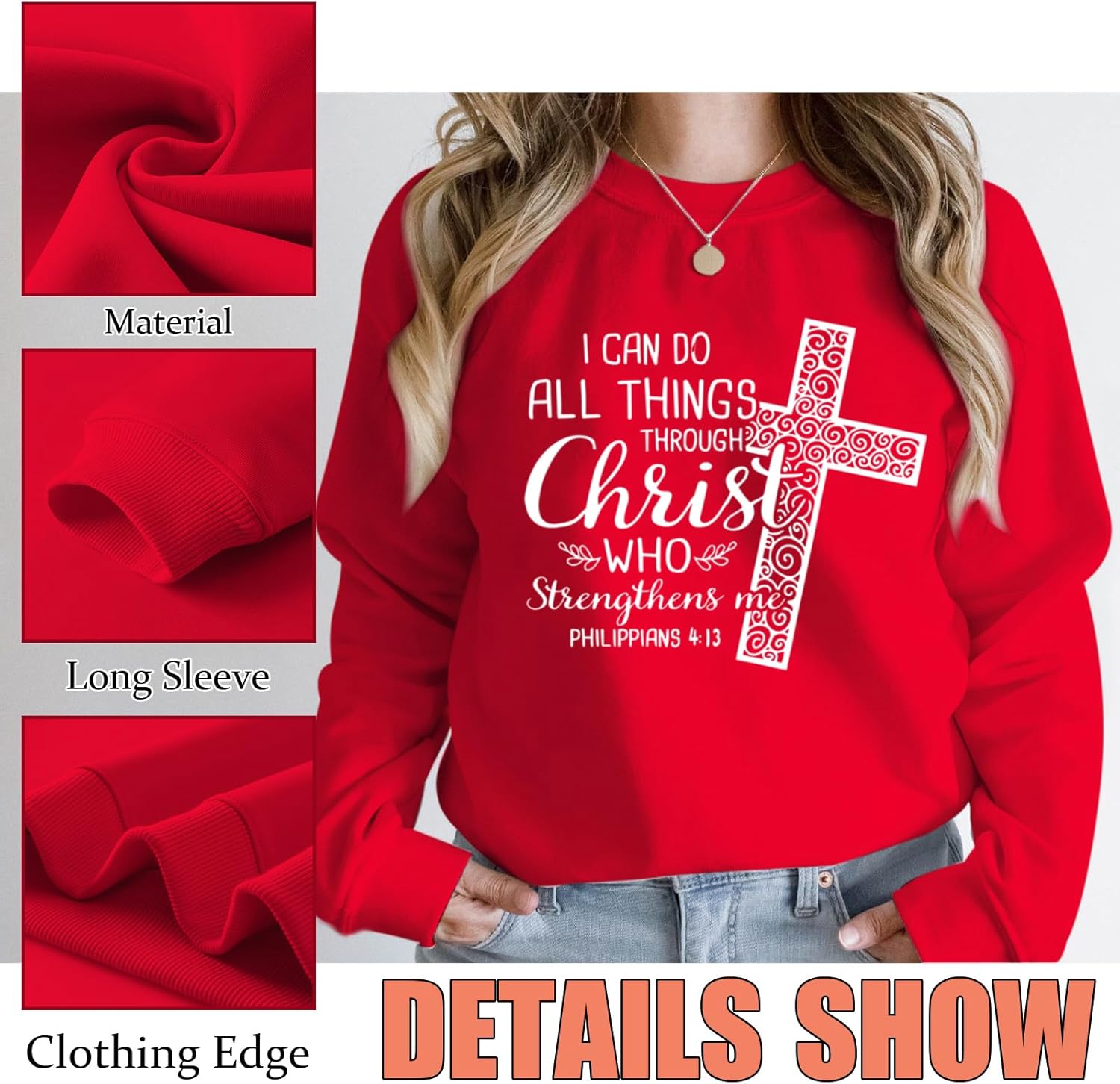 KEEVICI Christian Jesus Sweatshirts For Women Religious Bible Verse Cross Sweatshirt God Hoodie Faith Long Sleeve Shirts - Image 6
