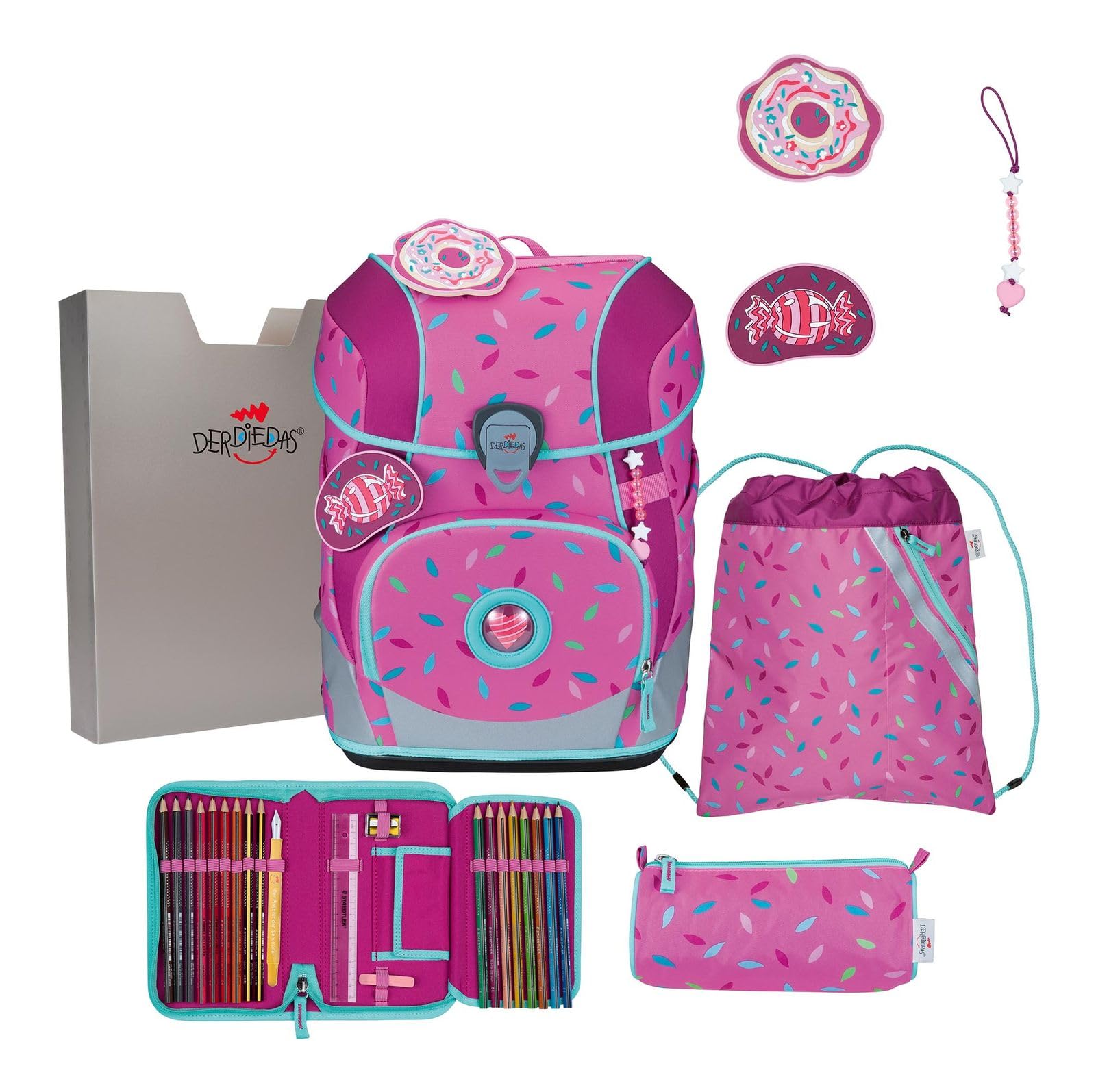 DerDieDas Schulranzen ErgoFlex Tiny Set 6-teilig Sweet Sprinkles pink