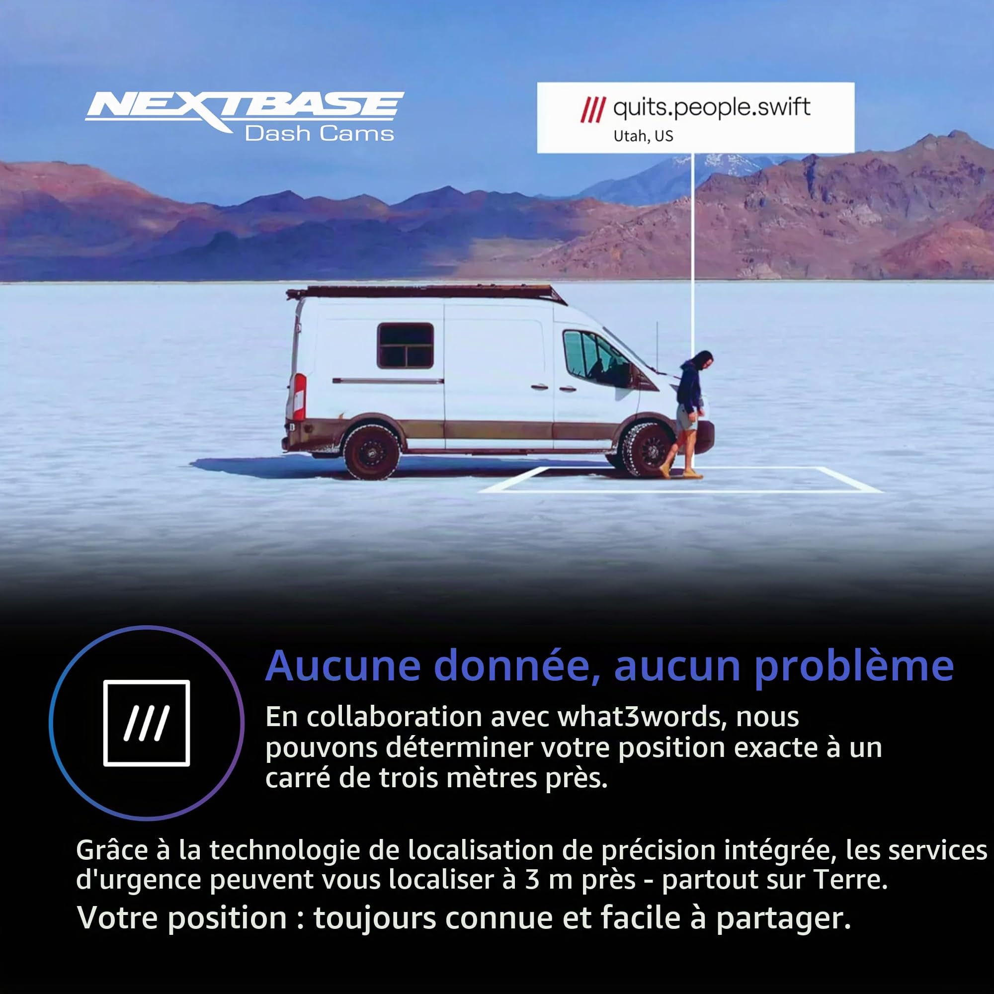 Nextbase Caméra embarquée 622GW + caméra arrière avec zoom et carte SD 64 Go | 4K UHD | Stabilisation d'image What3Words, GPS & SOS d'urgence | Mode stationnement