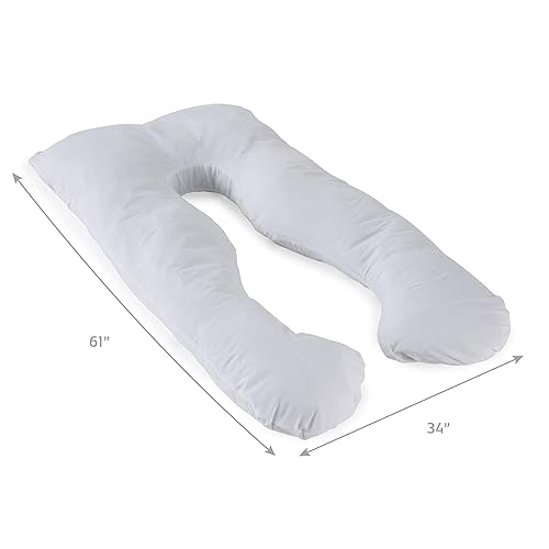 Miniatura 2 de Contours Soulmate Almohada de cuerpo completo en forma de U que absorbe la humedad y soporte de maternidad, almohada de embarazo para dormir,
