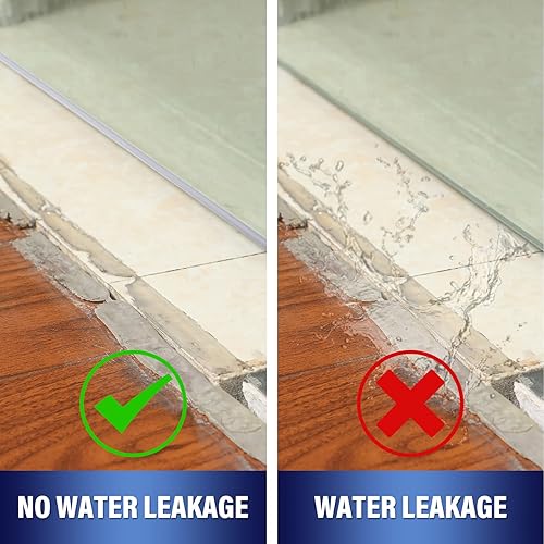 Miniatura 5 de Treela Sello de baño para puertas batientes, tira de sellado de puerta de ducha de 108 pulgadas, parte inferior de ducha de silicona, impermeable,