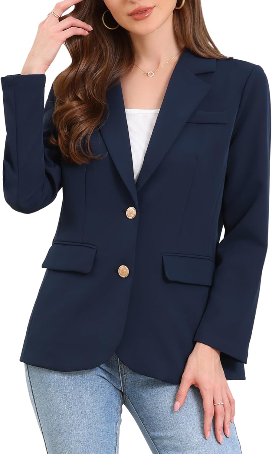 Allegra K Blazers for Women's Business Casual Single Breasted Work Jacket Office Suit