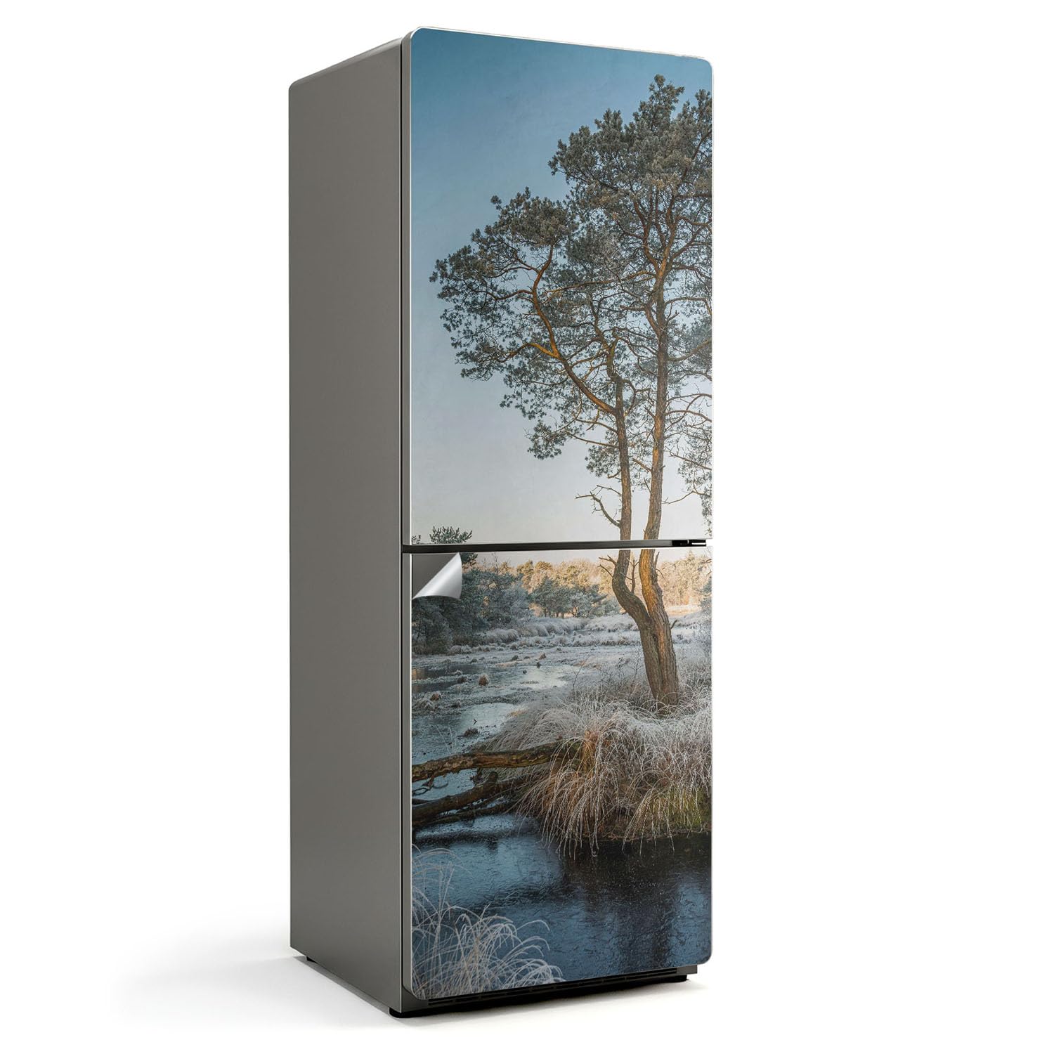 Sticker frigo 70x190 cm paysage d'hiver déco cuisine