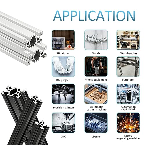 Miniatura 7 de QNK 4 piezas de extrusión de aluminio 2020, riel lineal anodizado con ranura en T, estándar europeo, para piezas de impresora 3D y CNC DIY, plateado