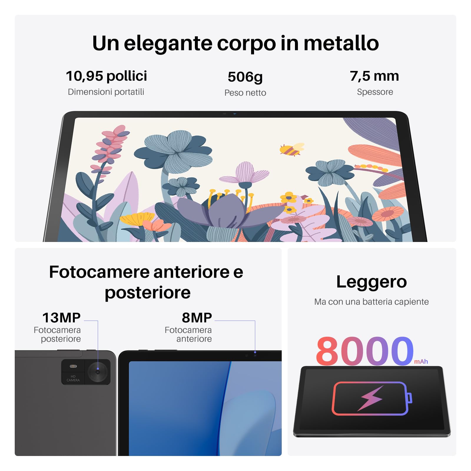 HUION Kamvas Slate 11 Tavoletta Grafica con Schermo 10.95" Autonoma, Android 14, 8GB+128GB, WiFi, Penna con Inclinazione 60°, 90Hz, 8000mAh, Per Disegnare, Creare e Lavorare