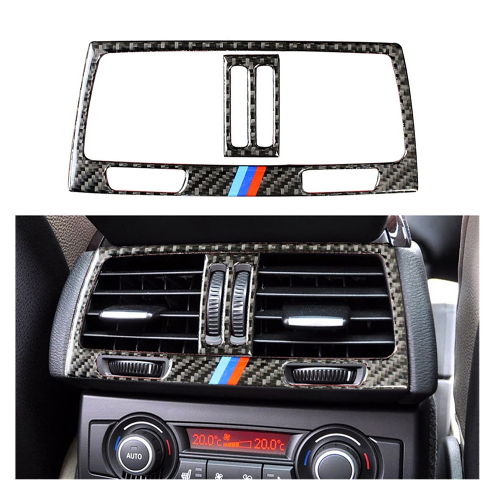 Tylny klimatyzator samochodowy z włókna węglowego osłona wylotu powietrza naklejki na panel nadające się do BMW X5 E70 X6 E71 2008-13 Auto akcesoria do przycinania zestawy naklejek ochronnych (kolor