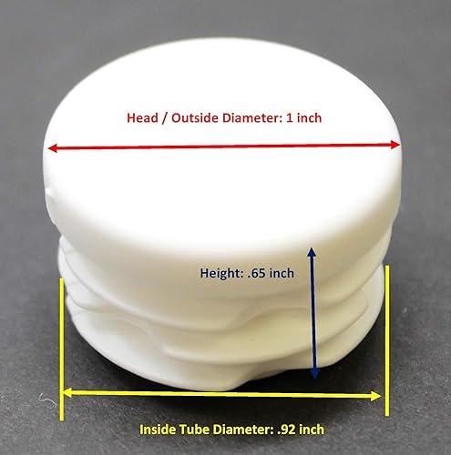 Miniatura 7 de Tapa de extremo de tubo redondo blanco de 1 pulgada, tapón de tubo de tubo de diámetro exterior de 1 pulgada, inserto de tapa de enchufe de plástico