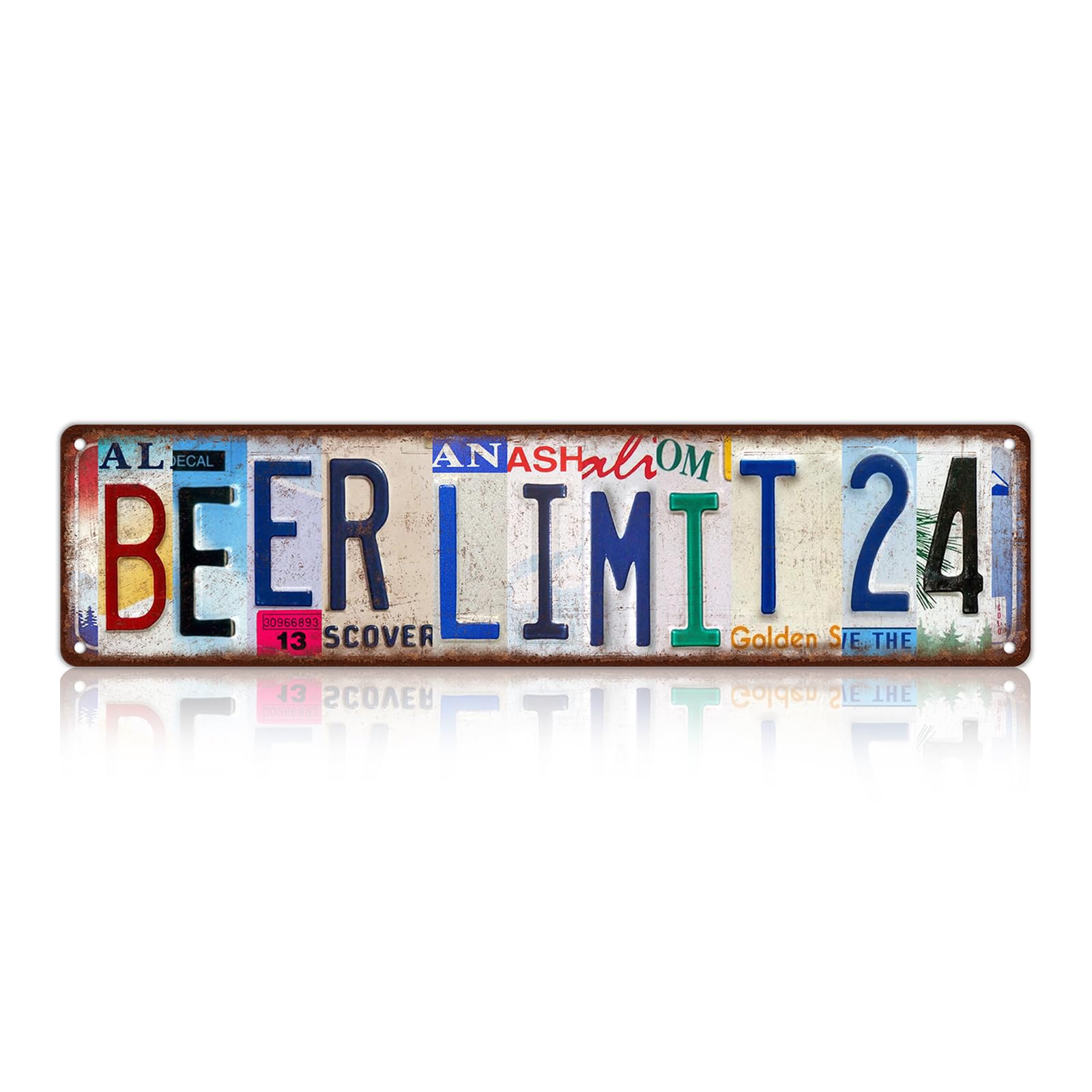 Beer Limit 24 Vintage Metal Tin Sign, 4x16 Inch Rustic Bar Themed Wall Decor, Retro Street Sign for Home, Bar, Garage, Man Cave, Farmhouse, Outdoor Patio, Waterproof Tin Sign, Durable Wall Art