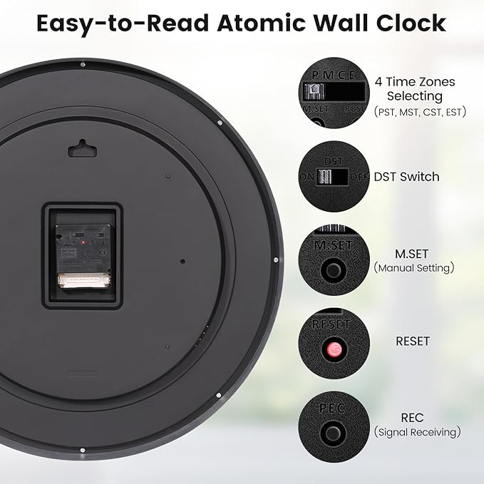 Reloj de Pared Geevon 16 Pulgadas Analógico Autoajustable miniatura 4