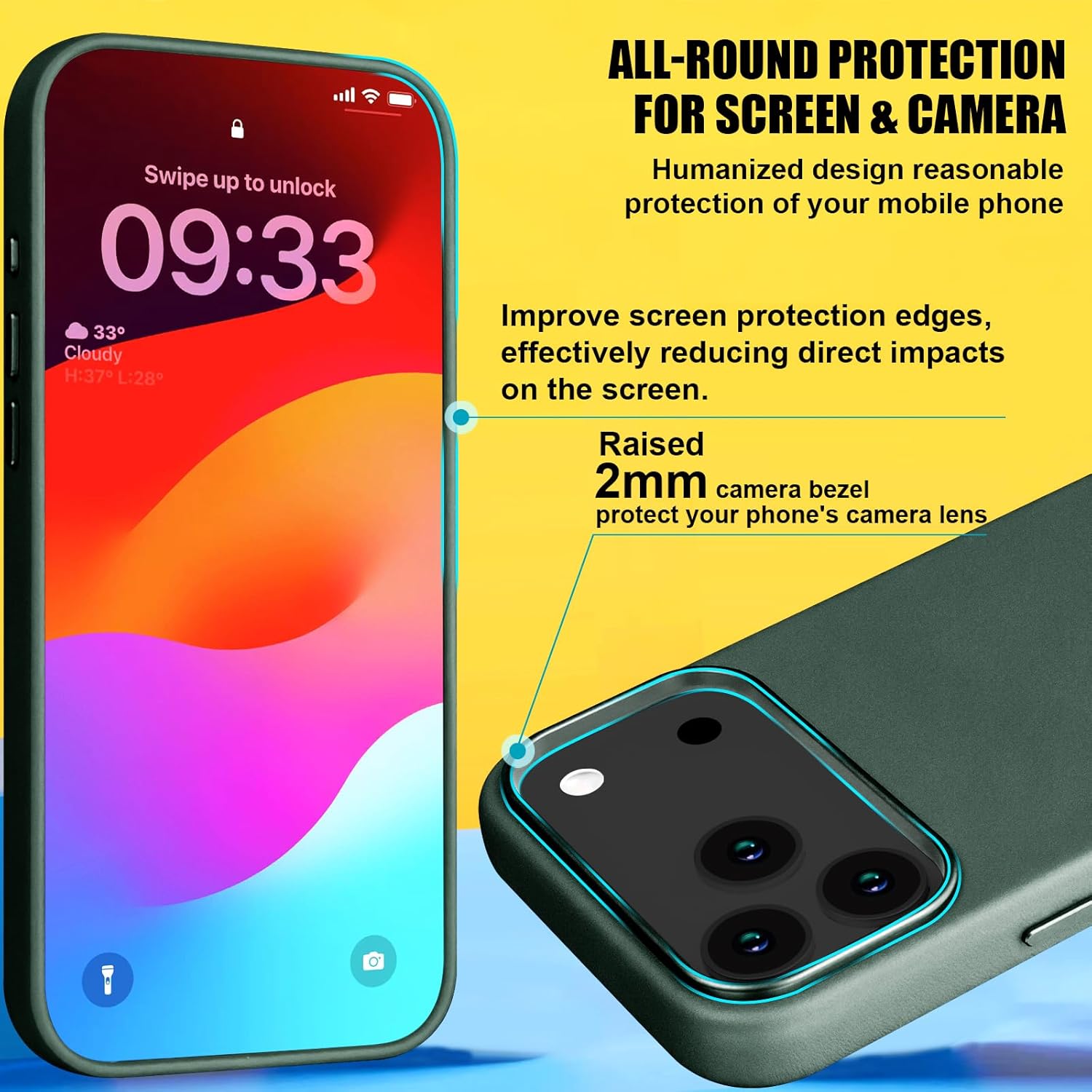 for iPhone 17 Pro Leather Case with Ai Camera Control Button Compatible with Magsafe, Top Grain Leather, Slim Fit Shockproof, Metal Buttons & Camera Bump Frame Protective Cover Green